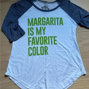 Blue and White Raglan Margarita graphic Tee med